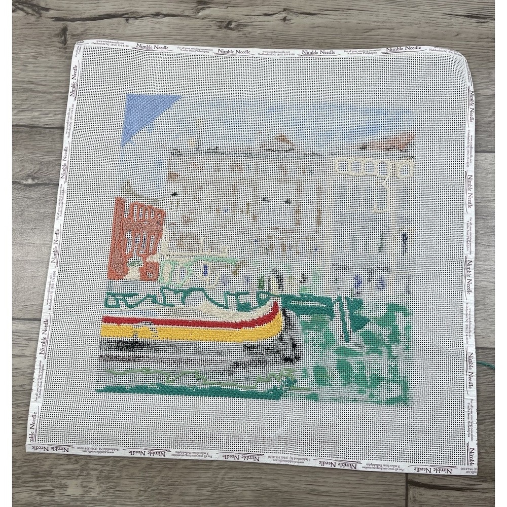 The Point Of It All Handpainted Needlepoint Canvas Canals Gondolas Venice Italy - Picture 8 of 13
